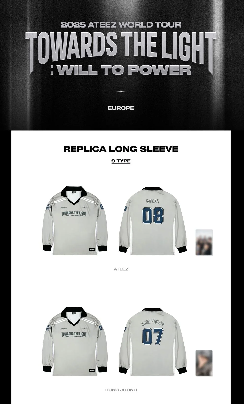 ATEEZ - REPLICA LONG SLEEVE ('2025 ATEEZ WORLD TOUR IN EUROPE' MD) - Image 2